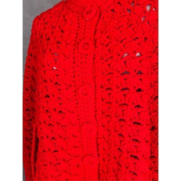 Vintage Crochet Knit Cape Poncho 1970s - Picture 2 of 5